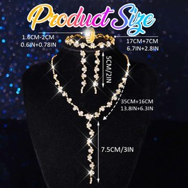 Zoestar Bridal Jewelry Set Rhinestone Necklace Sparkly Crystal Bride Wedding Necklaces Jewelry Formal Costume Jewelry Sets for Women (Gold)