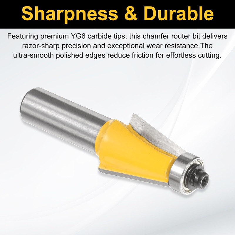 sourcing map 11.25 Degree Chamfer Router Bit 1/2 Inch Shank