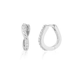 Brandlinger ® 925 silver hoop earrings gold curved. Jewellery women's gold-plated with 18 carat (silver and gold) for women and girls. Diameter of the hoop earrings 15.4 mm., Sterling Silver, Cubic