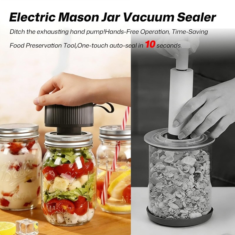 BRMUEIX Electric Mason Jar Vacuum Sealer Kit with Wide and