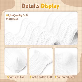 Zando Toddler Stockings Baby Girls Organic Cotton Knee High Long Tube Ruffle Socks for Toddlers Preemie Infant Newborn Thigh High Baby Stockings Baby Girl Socks 6-12 Months White/Pink/Gray