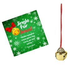Biblebanz 24 Sets Of Jingle For Jesus Greeting Cards With Gold tone Jingle Bell Necklaces - Christmas Cards - Religious Party Favors - Stocking Stuffers - Church Christmas Party Favors