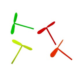 NOVELTY GIANT WWW.NOVELTYGIANT.COM Miniature Multicolored Plastic Helicopter Twirling Toy Approx 40 Pieces