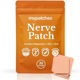 Parche nervioso con magnesio, B12 y ácido alfa lipoico, con ingredientes naturales para comodidad diaria, 30 parches                                  