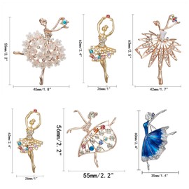 DD-life 6 Pcs Crystal Ballet Dancer Brooches Fashion Shiny Crystal Brooch for Any Special Occasions