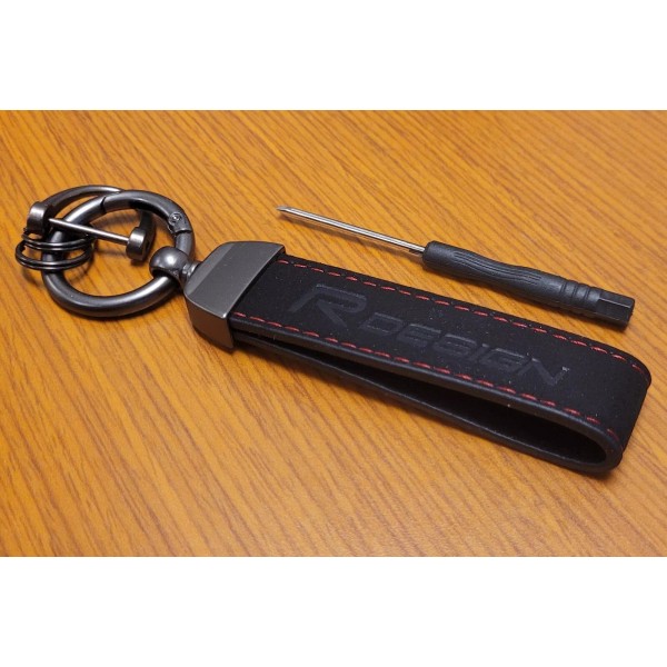 For Volvo RDesign Car Key Chain Auto Keyring Suede Black