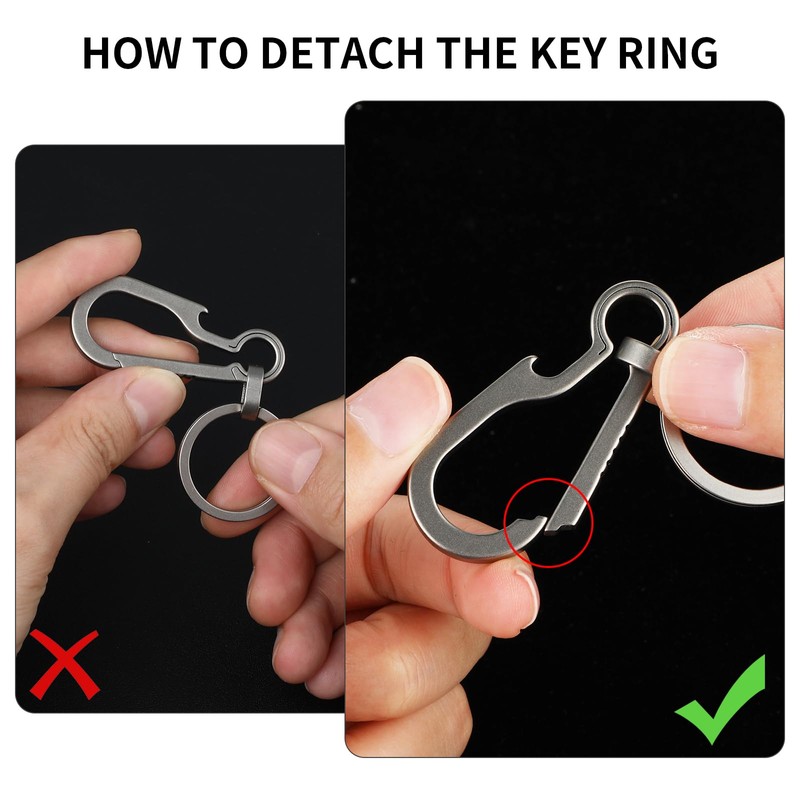 Ouligay Titanium Carabiner Keyring Carabiner Bottle Opener Titanium Carabiner Key