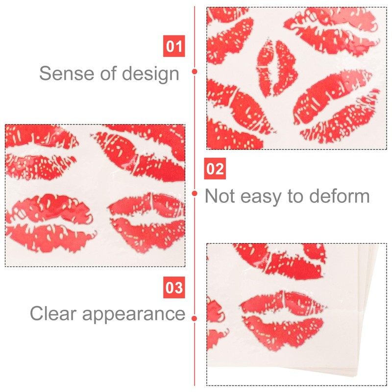 Healeved Temporary Tattoos - Pack of 6 Red Lips Temporary