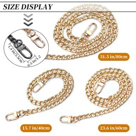 Pack of 8 Bag Chain Metal Chain Shoulder Strap Gold Chain Strap Shoulder Strap for Bags DIY Flat Chain Straps Replacement Strap Chain for Women Handbags Shoulder Bag Purse