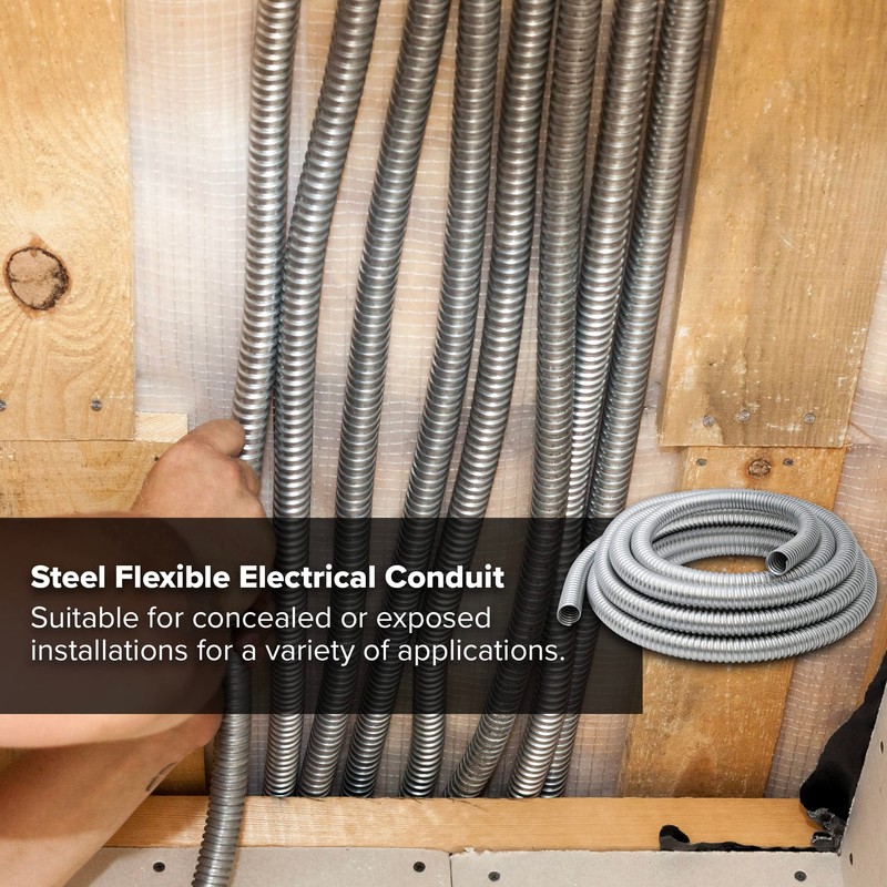 Maxxima 1 in. x 25 ft. Galvanized Steel Flexible Conduit,