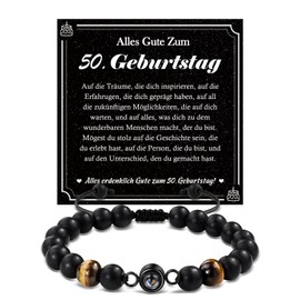 YELUWA 30-60 Birthday Gift For Men, I Love You in 100 Languages Bead Bracelet Gifts For Birthday For Husband Father Son Grandson Nephew Brother Uncle Husband Gifts For Men Birthday, Stainless Steel,