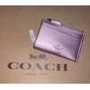 COACH Mini Skinny ID Case Cardholder Keychain Wallet Pink Metallic