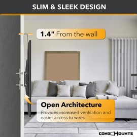 CondoMounts TVF8084 Fixed TV Wall Mount for Steel Stud | NO Stud Drywall | TV Mount Metal Studs | Holds 200lbs | Fits 42-in. to 75-in. TVs | Includes 200lbs Elephant Anchor Set & 1 Titanium Drill Bit