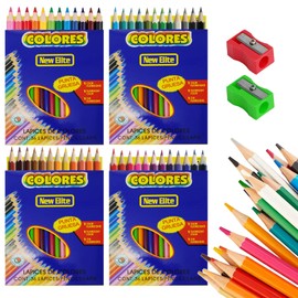 Satargo Colouring Pencils Set, 144 Pre-Sharpened Pencils with 2 Sharpeners, 17.5 cm Length, Bulk Pack for School and Art, (4 Packs of 36)