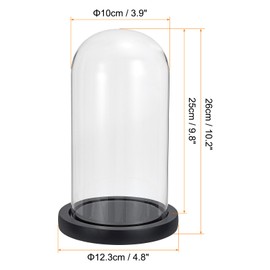 PATIKIL 9.8"x3.9" Clear Cloche Glass Dome, Glass Bell Jar Display Case Tabletop Centerpiece with Black Wooden Base for Christmas Home Decor