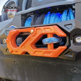 SINOKING Winch Fairlead with Tow Hook, Aluminum Hawse Fairlead with Grade 80 Forged Steel Winch Hook, 45000lb Break Strength Winch Fairlead Hook Set for Off-Road Vehicle Recovery, Black and Orange