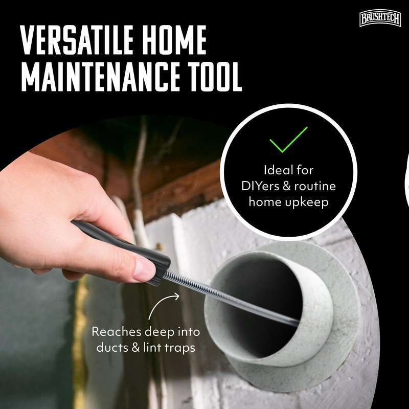 Brushtech Dryer Vent Cleaning Brush - 10-Foot Flexible Duct Cleaning