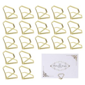 sourcing map 20 Pcs Mini Place Card Holders, Diamond Picture Holders for Tables Photos Food Signs Memo Notes Weddings Restaurants Birthdays Party, (0.9x1.1, Gold)