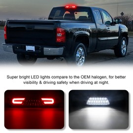 SHINEFIT LED Third Brake Light Replacement for 2007 2008 2009 2010 2011 2012 2013 2014 Silverado Sierra 1500 2500 3500 HD Smoked High Mount Stop 3rd Brake Light White Cargo Light Lamp