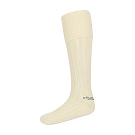 The Scotland Kilt Company Men's Scottish Wool Blend Gents Kilt Hose Socks in Cream - Knitted, Ribbed, Comfortable Fit Stretchy Socks - Large (11-13)