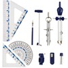 11 Piece Geometry Set, KUAOOAUK Metal Compass and Protractors Set,