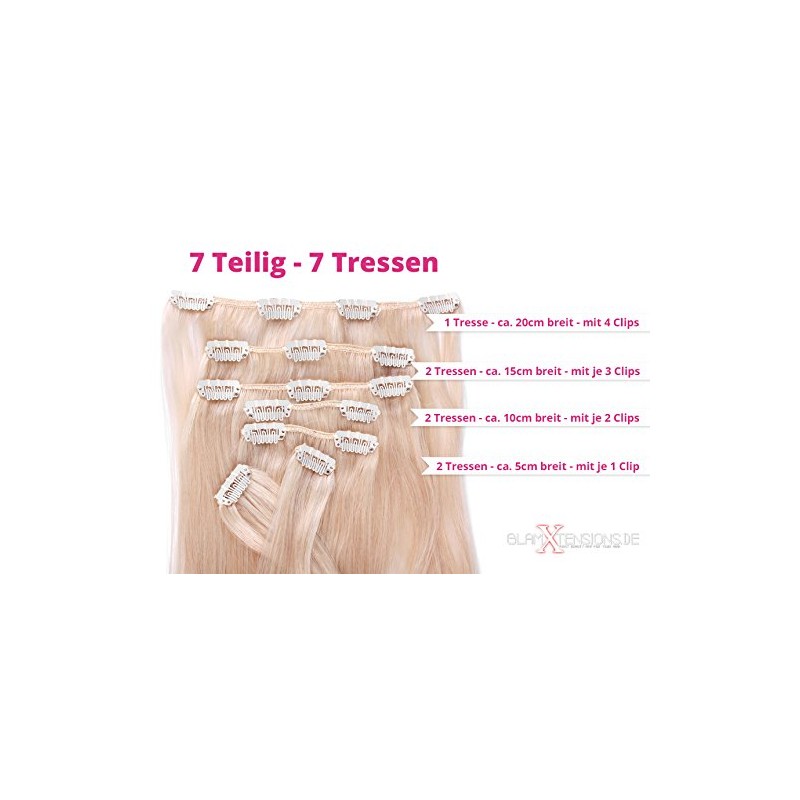 GlamXtensions Clip-In Extensions Set for Complete Hair Extensions, 100% Remy