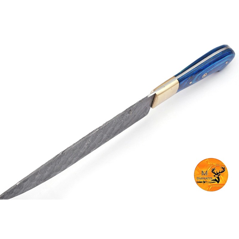 M DAMASCUS CUSTOM HANDMADE DAMASCUS STEEL ENGRAVED BLADE CHEF KNIFE