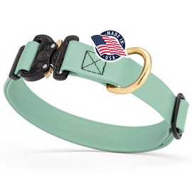 Viper BioThane Dog Collar with Cobra Metal Buckle – Tactical, Odor Resistant, Waterproof Collars for Large Dogs & Medium Dogs – Made in USA (L 12-19in W 3/4in, Sage Green)