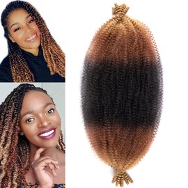 8 Packs Springy Afro Twist Hair 14 inch 1B3027# Pre-Separated Kinky Marley Twist Braiding Hair Soft Crochet for Distressed Faux Locs Spring Twist Hair for Women (14 Inch (Pack of 8), 1B3027#)