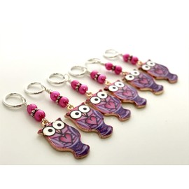 Purple Owl Stitch Marker Charm Jewelry for Knitters