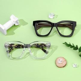 Zeelool Stylish Oversized Square Glasses Blue Light Blocking Glasses for Women Men Ada ZJGA228324-01 Black