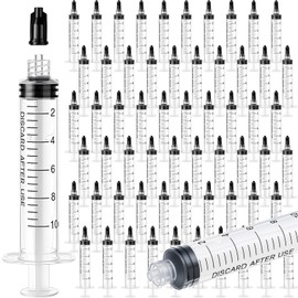 TrelaCo 50 Pack Syringe Without Needle Plastic Syringes with Cap Measuring Dispensing Tools Individually Sealed for Pets Feeding(10 ml)