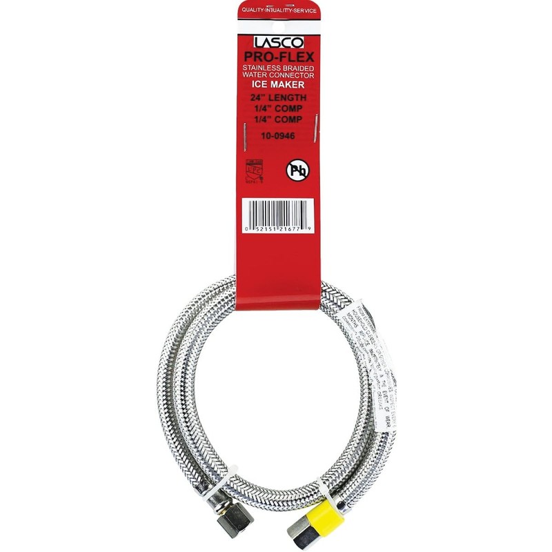 Ice Maker Connector, 1/4 Compression x 1/4 Compression x 24-In.