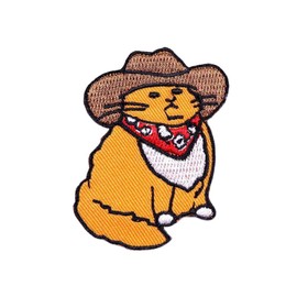 ulricar Western Cowboy Cat Patch Cute Animal Patches Embroidery Patch Appliques Iron On/Sew On Patches Funny Embroidered Patches for Clothing Stickers Decorations Gift, (WJH-YF4)