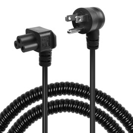 GELRHONR Retractable Down Angle 3 Prong AC to IEC320 C5 Power Cord,10A 125V,90 Degrees Spring NEMA 5-15P to 3-Slot Mickey Mouse Power Cable for Notebook Computers, TV, Monitors-4.9Ft (Black-Down C5)