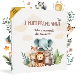 HuBorns - Baby Album First Year to 5 for Gluing Photos and Labels, Children's Photo Album with +50 Pages and Stickers, Original Memory Book Baby, Photo Album Baby for Baby Shower Gift