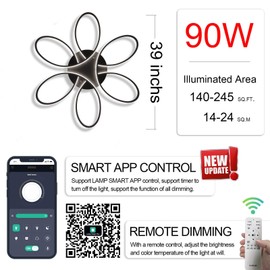 LOFAHS Modern LED Ceiling Light, 29 inch 90W, Dimmable Chandelier Fixture with Remote/APP Control, Indoor Lighting for Living Room, Dining Room, Bedroom, Kitchen