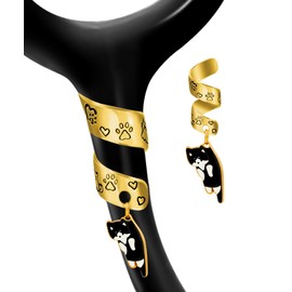 Plifal Gold Stethoscope Charms Tag for Nurse - Black Cat Stethoscope Charms with Label Accessories Fit for Littmann, Presents for Doctor, Pediatric Nurse, Nursing Medical Assistant