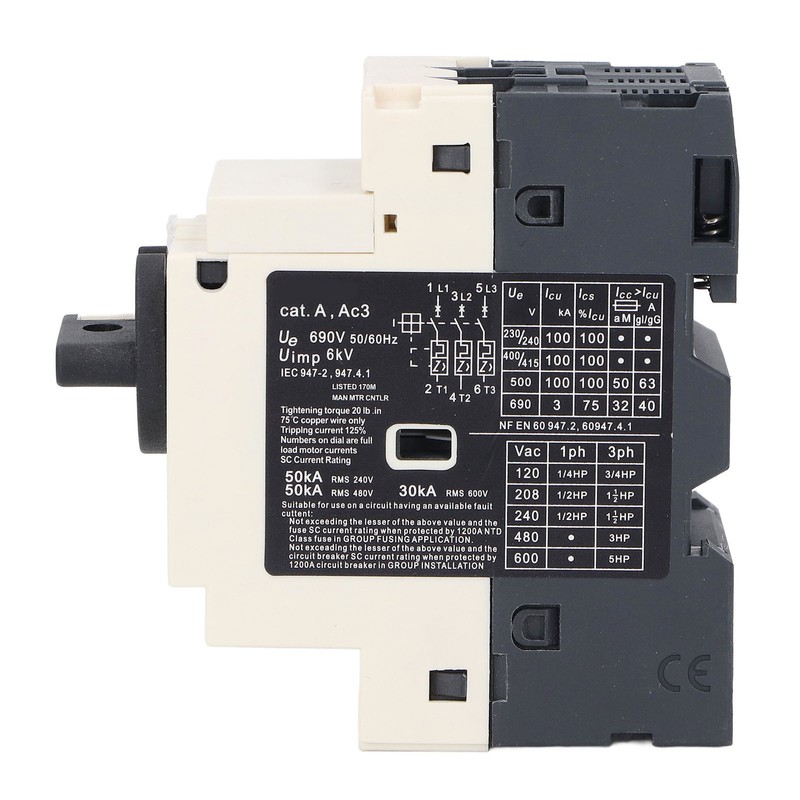 Motor Protection Circuit Breaker 4‑6.3A Knob Type Thermomagnetic Switch 35mm