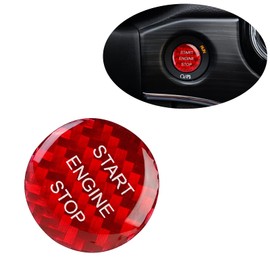SUNJIKA Compatible with Carbon Fiber Engine Start Stop Button Cover Sticker One-Click Start Button for Jeep Charger Challenger Durango Grand Cherokee 2015 2016 2017 2018 2019 2020 2021 1PC Red