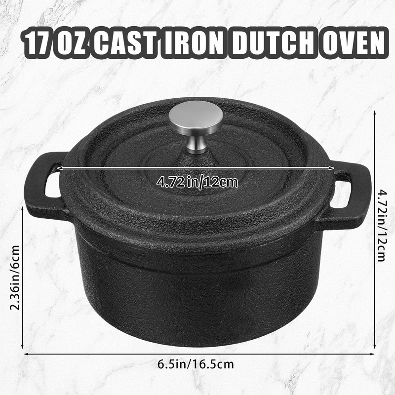 Suttmin 4 Pcs Mini Dutch Oven Small Round Iron Cocotte