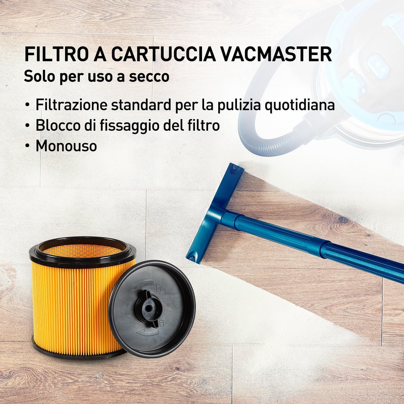 Vacmaster - Filtro a cartuccia monouso per aspirapolvere umido e