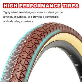 2-Pack Bike Tire, 26x2.125 Inch Folding Replacement Bicycle Tires and Pair 26-inch Inner Tubes with Tire Levers for Beach Cruiser Urban City Commuter Bike - Yellow Walled (Brown)