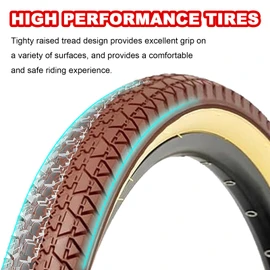 2-Pack Bike Tire, 26x2.125 Inch Folding Replacement Bicycle Tires and Pair 26-inch Inner Tubes with Tire Levers for Beach Cruiser Urban City Commuter Bike - Yellow Walled (Brown)