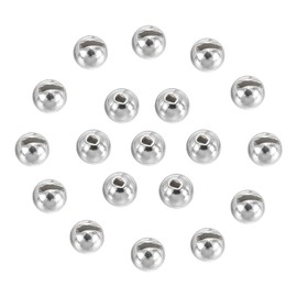 PATIKIL 2mm Tungsten Slotted Beads for Fly Tying, 50 Pcs Tungsten Beads Round Bead Head Ball for Jig Hooks Fishing Fly Tying Materials, Silver Tone
