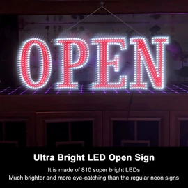 40"x14" Extra Large LED Open Signs for Business with Remote Control, 10 Levels Brightness Adjustable Unique Design Super Bright with Chain, High Visibility for Store Bar Hotel Retail Shop Salon Office