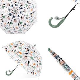 CYBYQ-Family Kids Clear Umbrellas for Rain Dome Bubble Umbrella Windproof for Kids Boys and Girls (Panda)