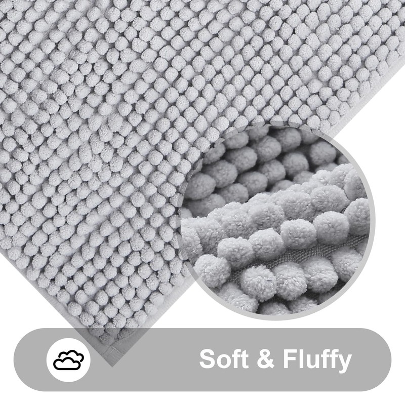 smiry Non Slip Chenille Bath Mat Set, Pack of 2,