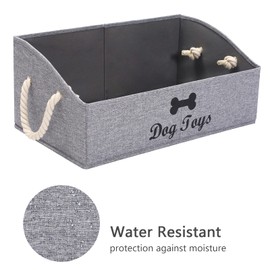 Geyecete Large Dog Toys Storage Bins - Foldable Fabric Trapezoid Organizer Boxes with Cotton Handle, Collapsible Basket for Shelves (Snow Gray-DOG)