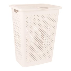 Superio Gradient Hamper with Lid - 60L, Modern Design, Perforated, Slim & Sturdy, Ergonomic Handles - Cream